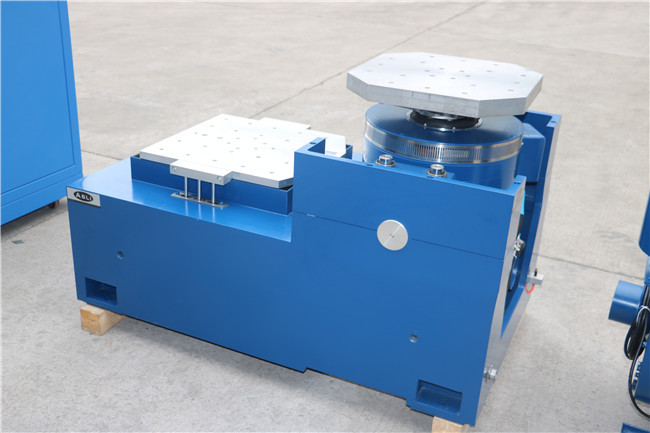 Transport simulation high frequency vibration tester — front view of the electro-dynamic shaker system